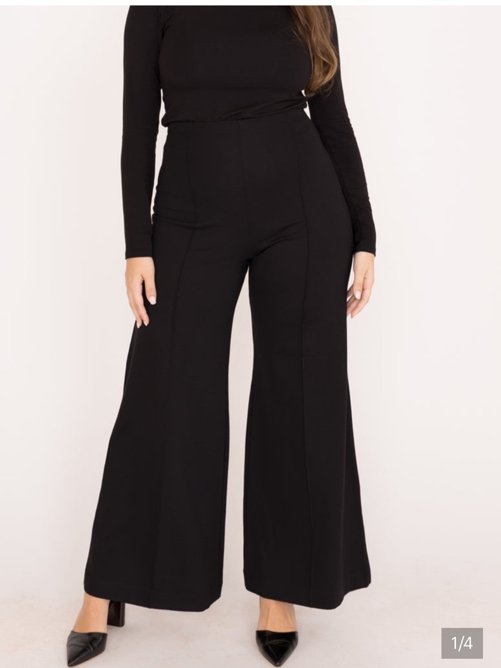 Ripley Rader Anthropologie medium High-Rise Black Wide-Leg Ponte Pants
